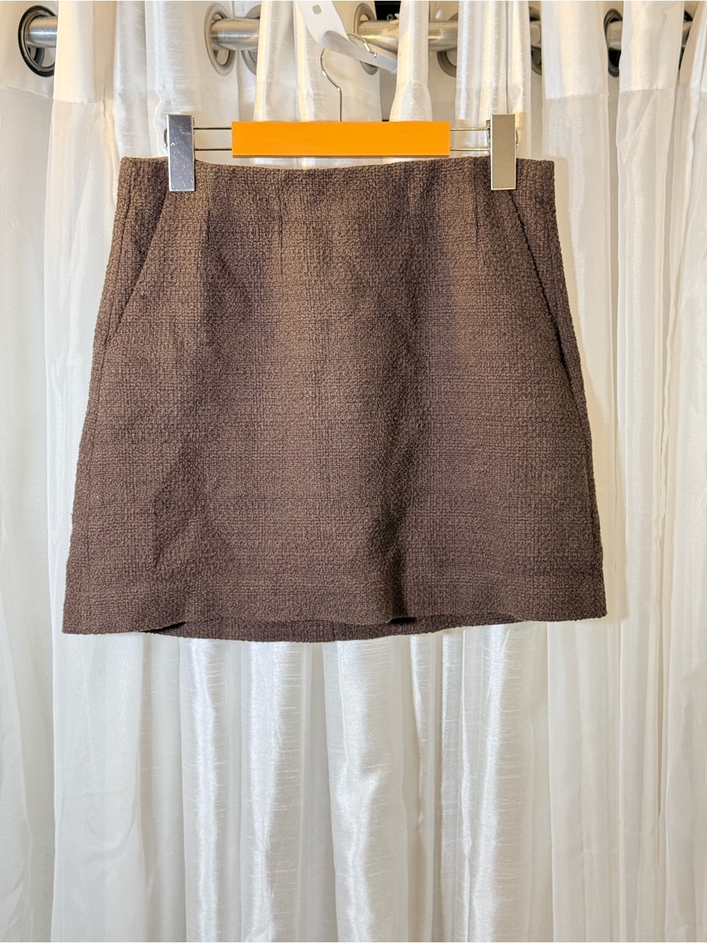 Babaton Brown Textured Mini Skirt
